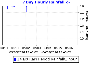 Hourly rainfall plot for Bixler Pumping Plant