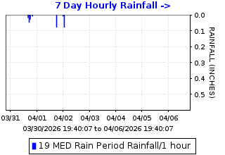Hourly rainfall plot for Los Medanos