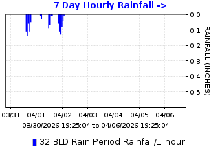 Hourly rainfall plot for Bald Peak