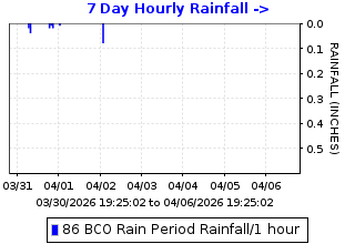 Hourly rainfall plot for Brentwood Corp Yard